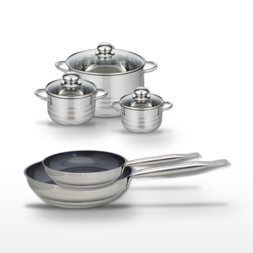 Lot De 2 Poêles 24/28 Cm Et 3 Faitouts 12/14/24 Cm Elo Profi Therm Platinum