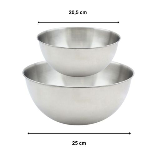 Set De 2 Saladiers En Inox De 20,5 Cm Et 25 Cm De Diamètre Et Couverts à Salade