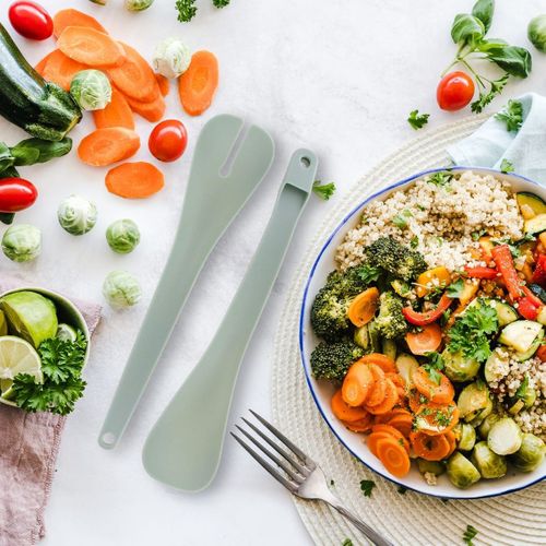 Set De 2 Saladiers En Inox De 20,5 Cm Et 25 Cm De Diamètre Et Couverts à Salade