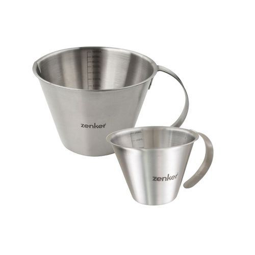 Set De 2 Verres Doseurs Gradués En Inox 250 Ml Et 1 Litre