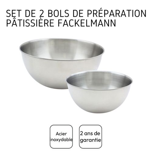 Set De 2 Bols à Mixer En Inox 20,5 Et 25 Cm Fackelmann Basic