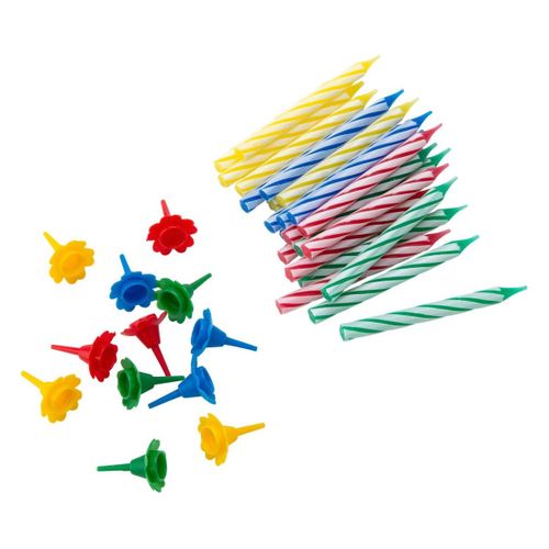 2 Lots De Chacun 24 Bougies D'anniversaire Et 12 Bobèches Fackelmann Rio Party