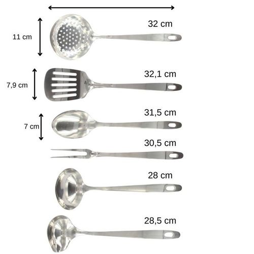 Ensemble Ustensiles De Cuisine 6 Pieces - Oxford - Inox