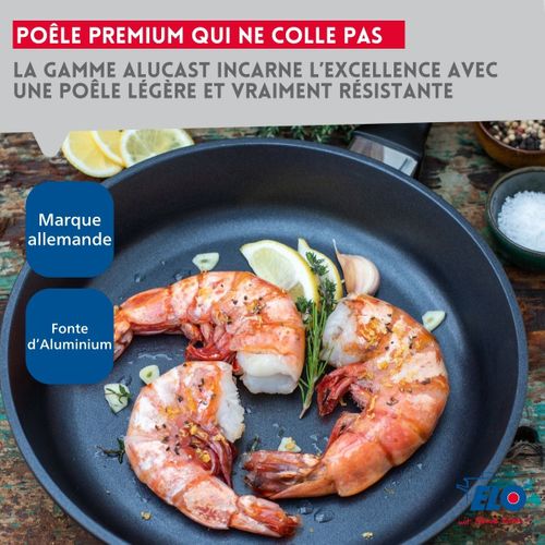 Set De 3 Poêles 20, 24 Et 28 Cm Et 3 Couvercles Sans Pfas Elo Alucast