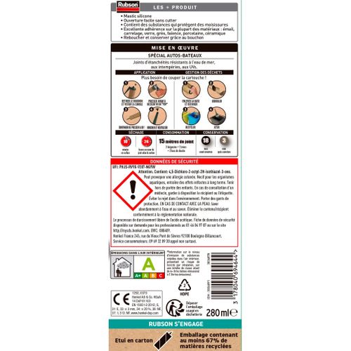 Mastic Silicone Autos-bateaux 280 Ml Noir - 3034891