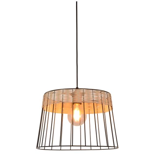 Suspension métal/rotin D35 cm INDAH noir mat