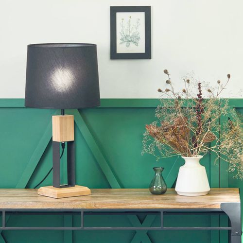 Lampe bois H. 61 cm HAUSSMANN noir / naturel