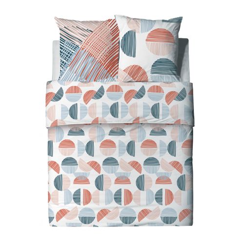 Parure De Lit 2 Personnes Halley Avec Housse De Couette Et Taies D'oreiller Imprime 240 X 220 Cm