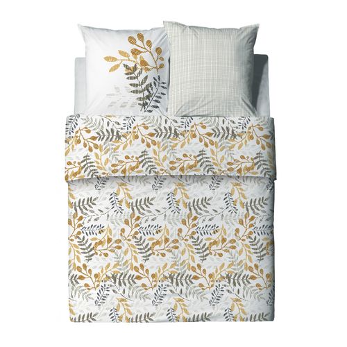 Parure De Lit Coton Bio 2 Personnes Eloa Avec Housse De Couette Et Taies D'oreiller Imprimé