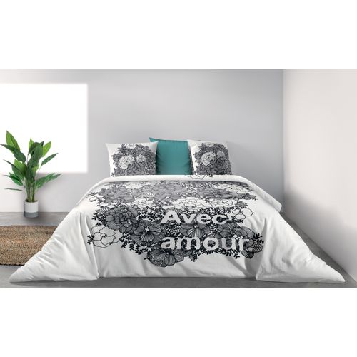 Housse De Couette 240x260 Cm + 2 Taies D'oreiller 100% Coton Bio 47 Fils Avec Amour