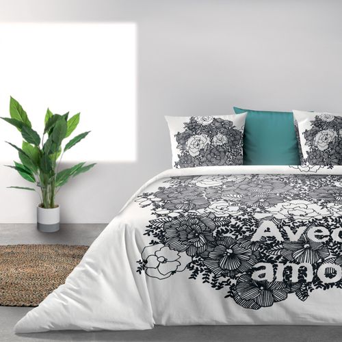 Housse De Couette 240x260 Cm + 2 Taies D'oreiller 100% Coton Bio 47 Fils Avec Amour