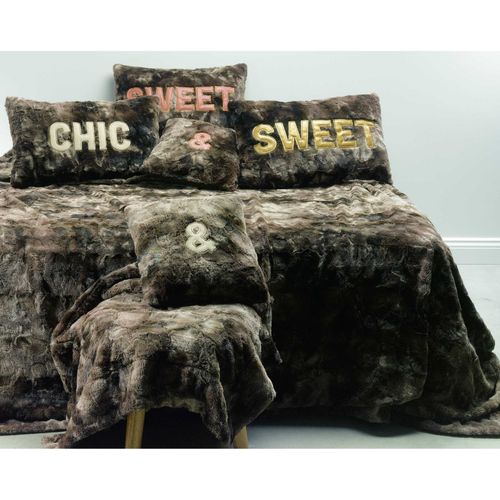 Maxi Plaid Fausse Fourrure 120x150 Cm Polyester Chic Chocolat