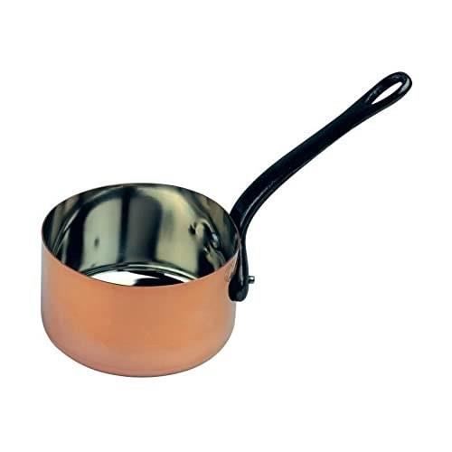 Casserole Cuivre - 12 Cm - Cuivre Massif - Intérieur Étamé - Manche En Fonte