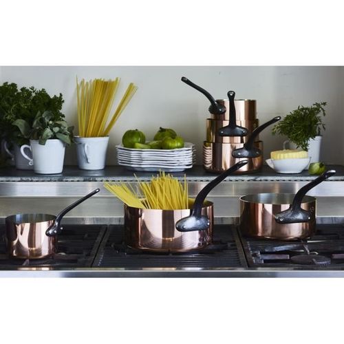 Casserole Cuivre - 12 Cm - Cuivre Massif - Intérieur Étamé - Manche En Fonte