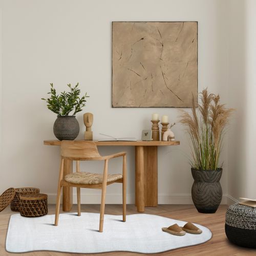 Tapis Salon Imitation Fourrure Blanc 60x90