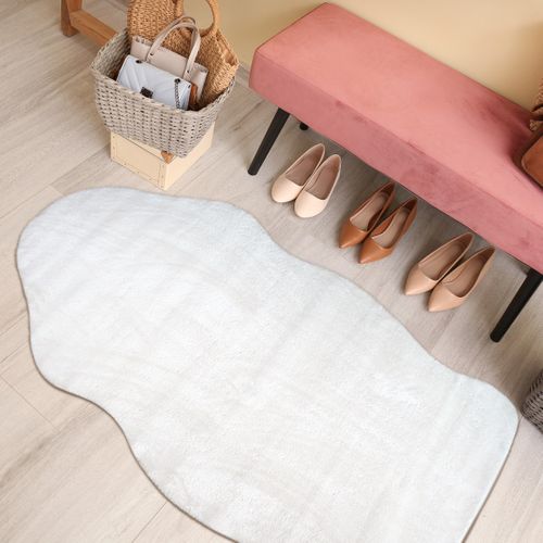 Tapis Salon Imitation Fourrure Blanc 60x90