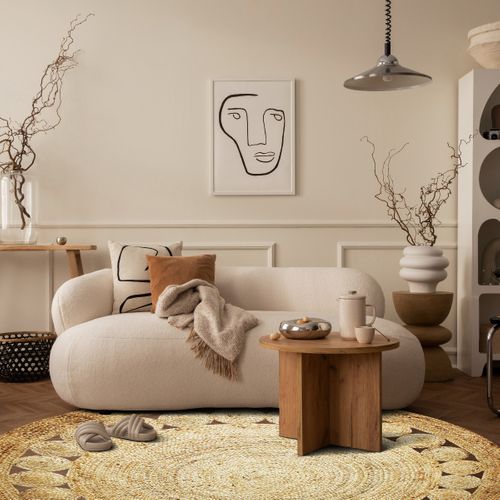Tapis Salon Rond En Jute Rosace Naturel Diam.70 - Style Bohème