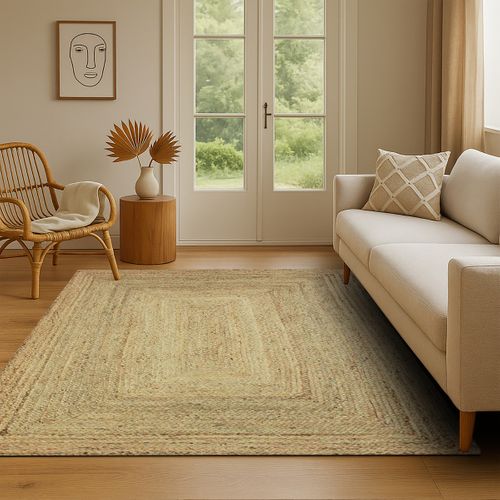 Tapis Salon En Jute Tressé Naturel Artisanal 80x300 - Style Bohème