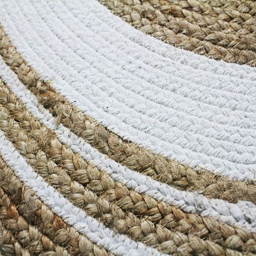 Tapis Salon Rond En Jute Et Coton Cercle Blanc Diam.90