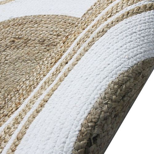 Tapis Salon Rond En Jute Et Coton Cercle Blanc Diam.90