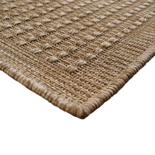 Tapis Salon Aspect Jute Motif Damier Beige 120x160