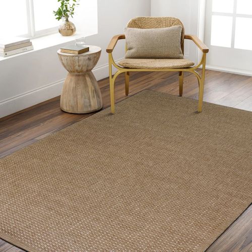 Tapis Salon Aspect Jute Motif Damier Beige 120x160