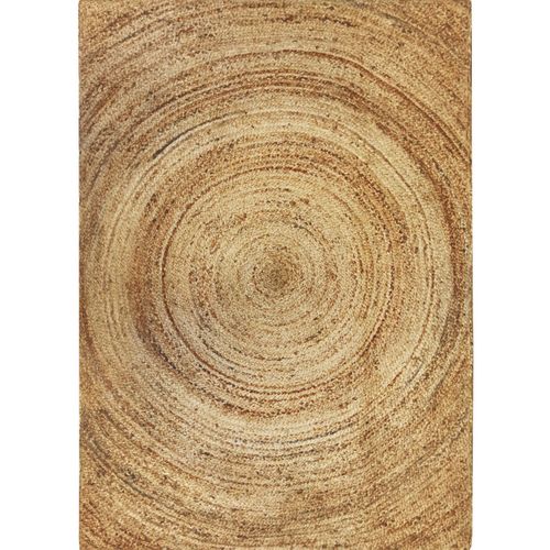Tapis Salon En Jute Tressé Main Motif Rond Naturel 120x170 - Style Bohème