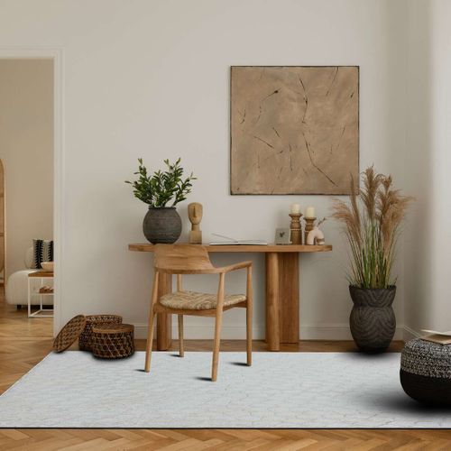 Tapis Salon à Relief Blanc Extra-doux 120x160