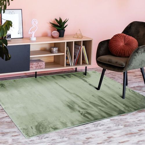 Tapis Salon Extra-doux Effet Velours Vert Clair 120x170