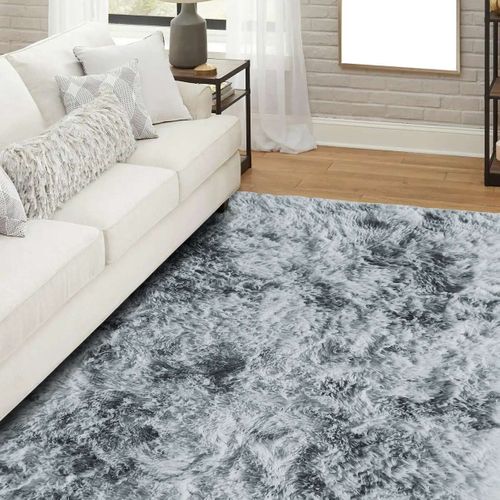 Tapis Salon Shaggy Moderne Gris Clair 120x170