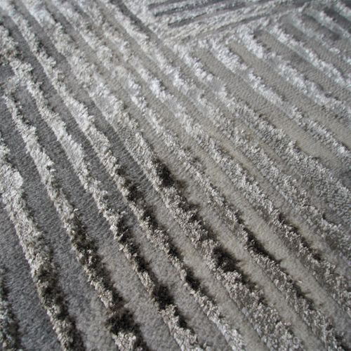 Tapis Salon Graphique Effet Brume Gris 120x170