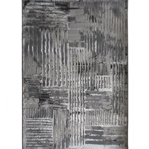 Tapis Salon Graphique Effet Brume Gris 120x170