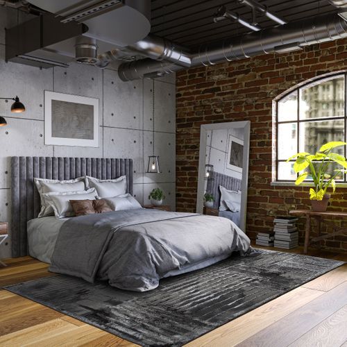 Tapis Salon Graphique Effet Brume Gris 120x170