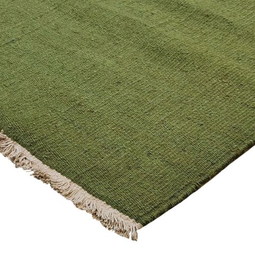 Tapis Salon En Jute Coton Avec Franges Vert Foncé 120x170 - Style Bohème