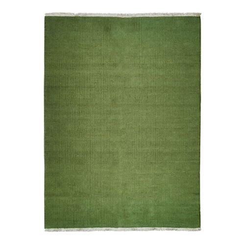 Tapis Salon En Jute Coton Avec Franges Vert Foncé 120x170 - Style Bohème