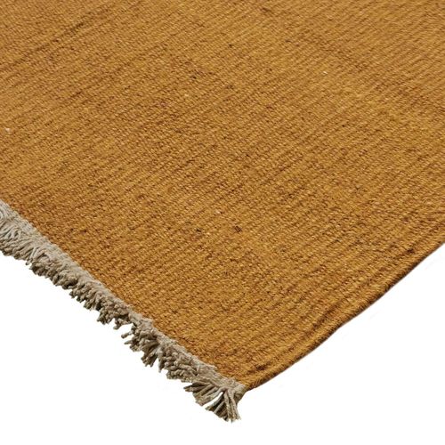 Tapis Salon En Jute Coton Avec Franges Ocre 120x170 - Style Bohème