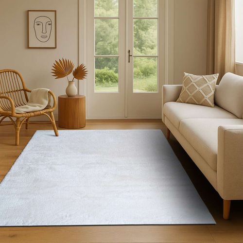 Tapis Salon Doux Uni Blanc 120x160