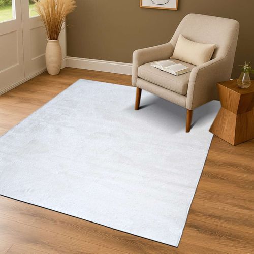 Tapis Salon Doux Uni Blanc 120x160
