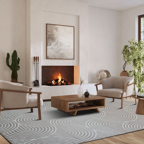 Tapis Salon à Relief Moderne Beige Sable 120x160