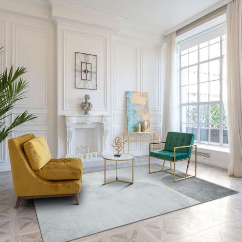 Tapis Salon Doux Moderne Motifs Géométriques Gris 120x160