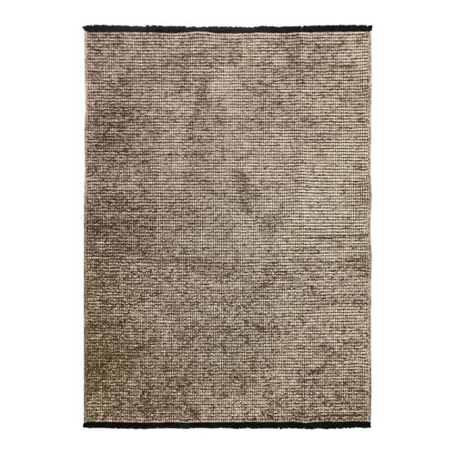 Tapis Salon Tissé Plat Coton Noir Reflet Lumière Gris 120x170