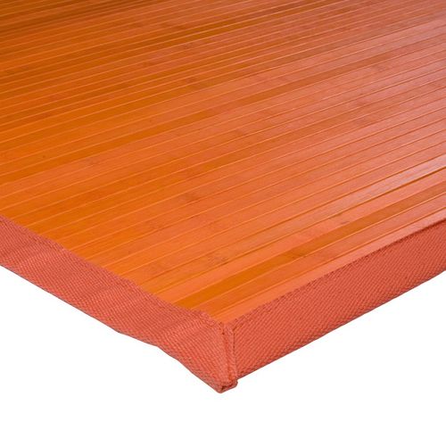 Tapis Salon En Bambou Larges Lattes Et Ganse Orange 120x180
