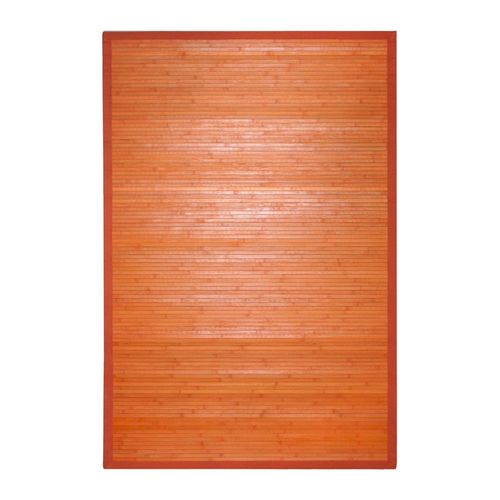 Tapis Salon En Bambou Larges Lattes Et Ganse Orange 120x180