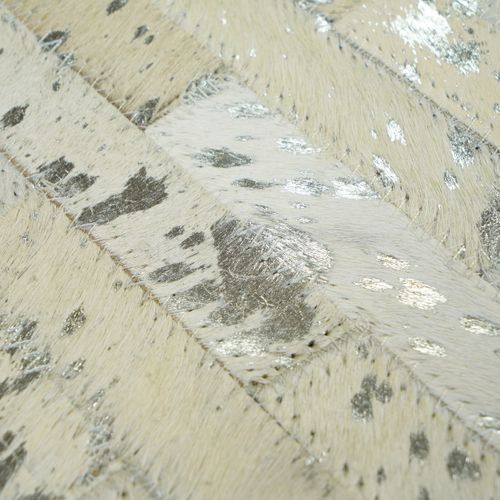 Tapis Salon En Cuir Naturel Recyclé Gris Argent 120x170