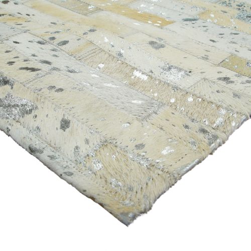 Tapis Salon En Cuir Naturel Recyclé Gris Argent 120x170