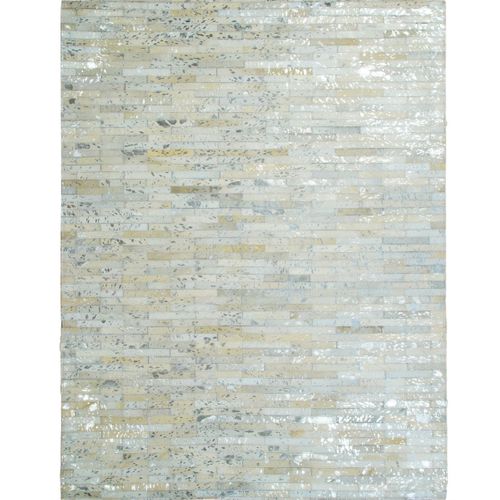 Tapis Salon En Cuir Naturel Recyclé Gris Argent 120x170