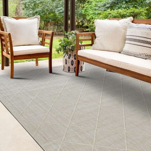 Tapis Salon Moderne à Motif Losange Beige 120x170