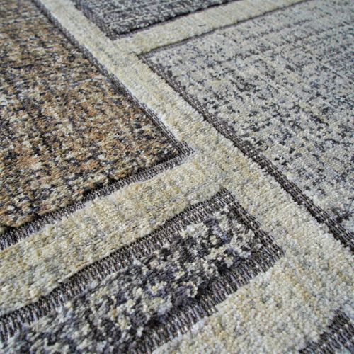 Tapis Salon Extra-doux Motif Quadri Gris Vert 120x170