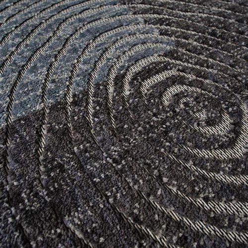 Tapis Salon Recyclé Motif Sphère Gris Bleu 120x170