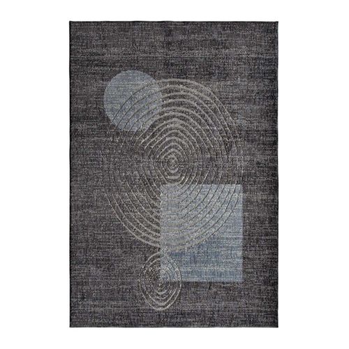 Tapis Salon Recyclé Motif Sphère Gris Bleu 120x170